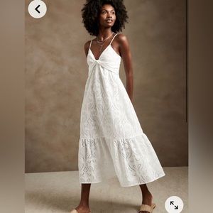 Eyelet Twist Midi Dress